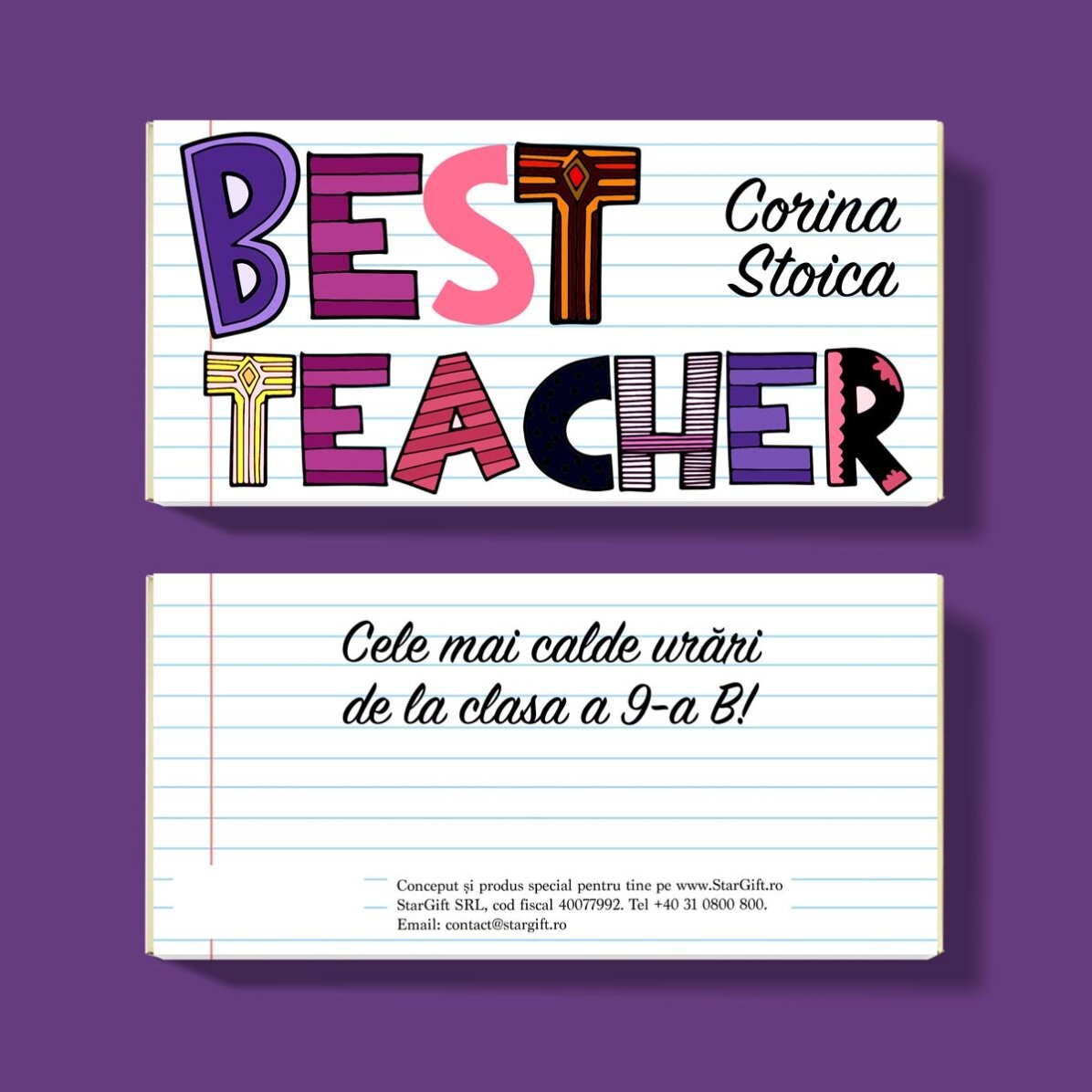 Ciocolată personalizată cu text - Best teacher