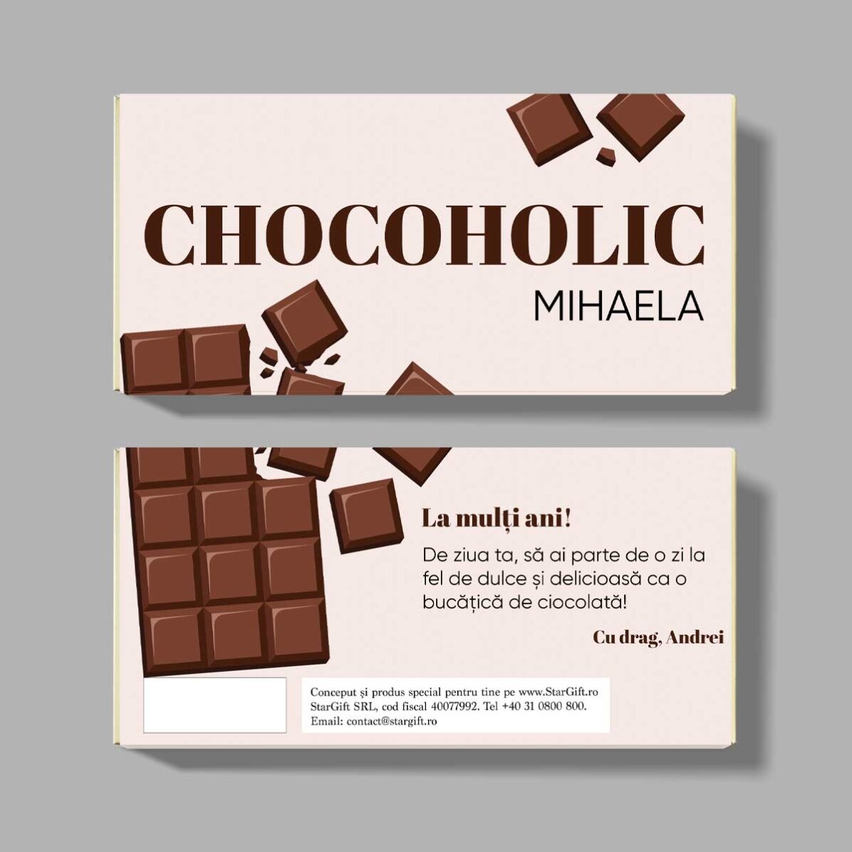 Ciocolată personalizată cu text - Chocoholic