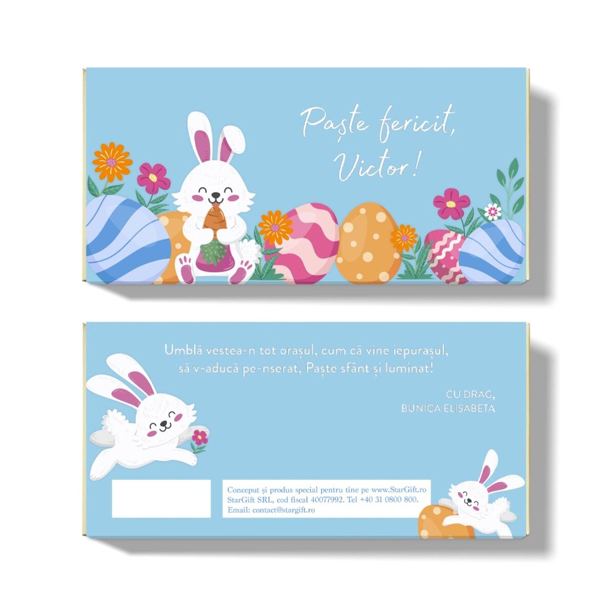 Ciocolată personalizată cu text - Paște fericit!