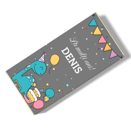 Ciocolată personalizată cu text pentru copii - Happy Dino