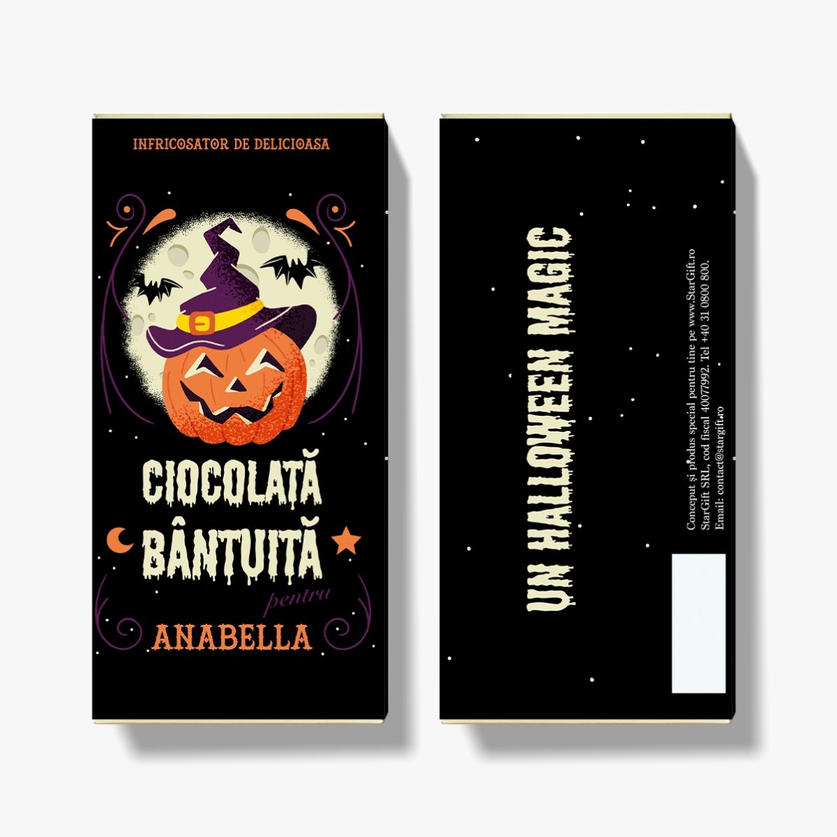 Ciocolată personalizată cu text pentru Halloween - Ciocolată bântuită