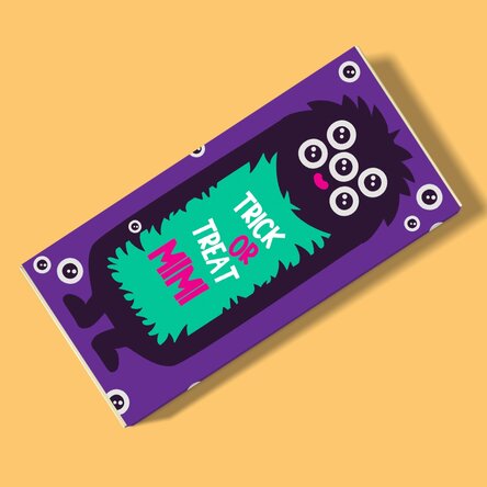 Ciocolată personalizată cu text pentru Halloween - Model Monstru