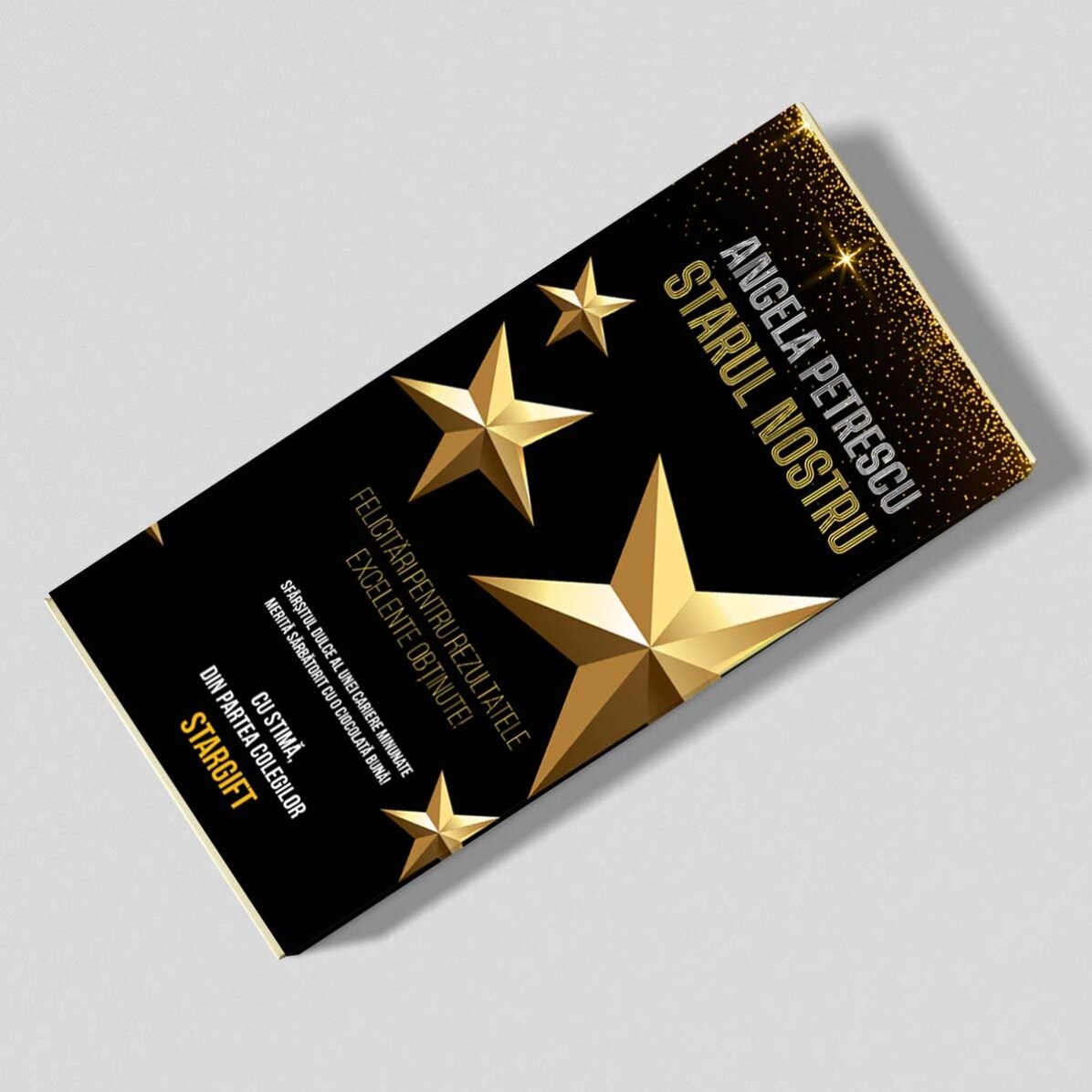 Ciocolată personalizată cu text pentru pensionare