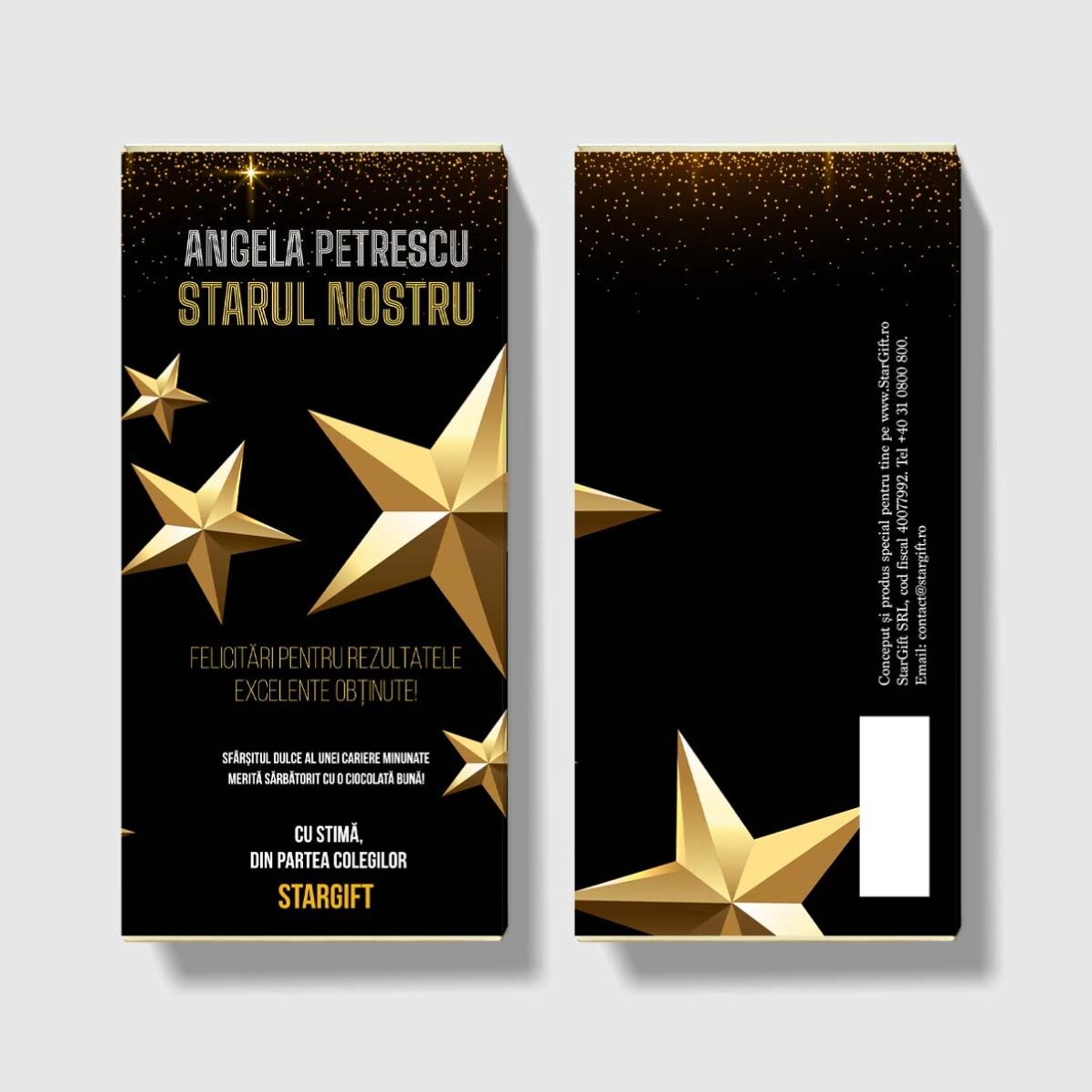 Ciocolată personalizată cu text pentru pensionare