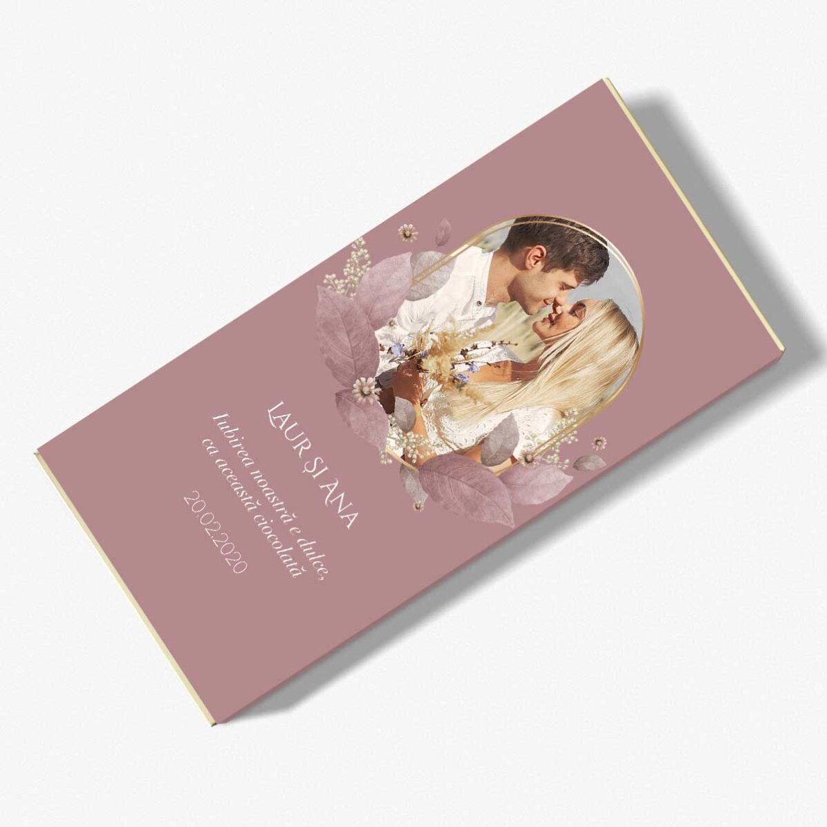 Ciocolată personalizată cu text și poză - Floral