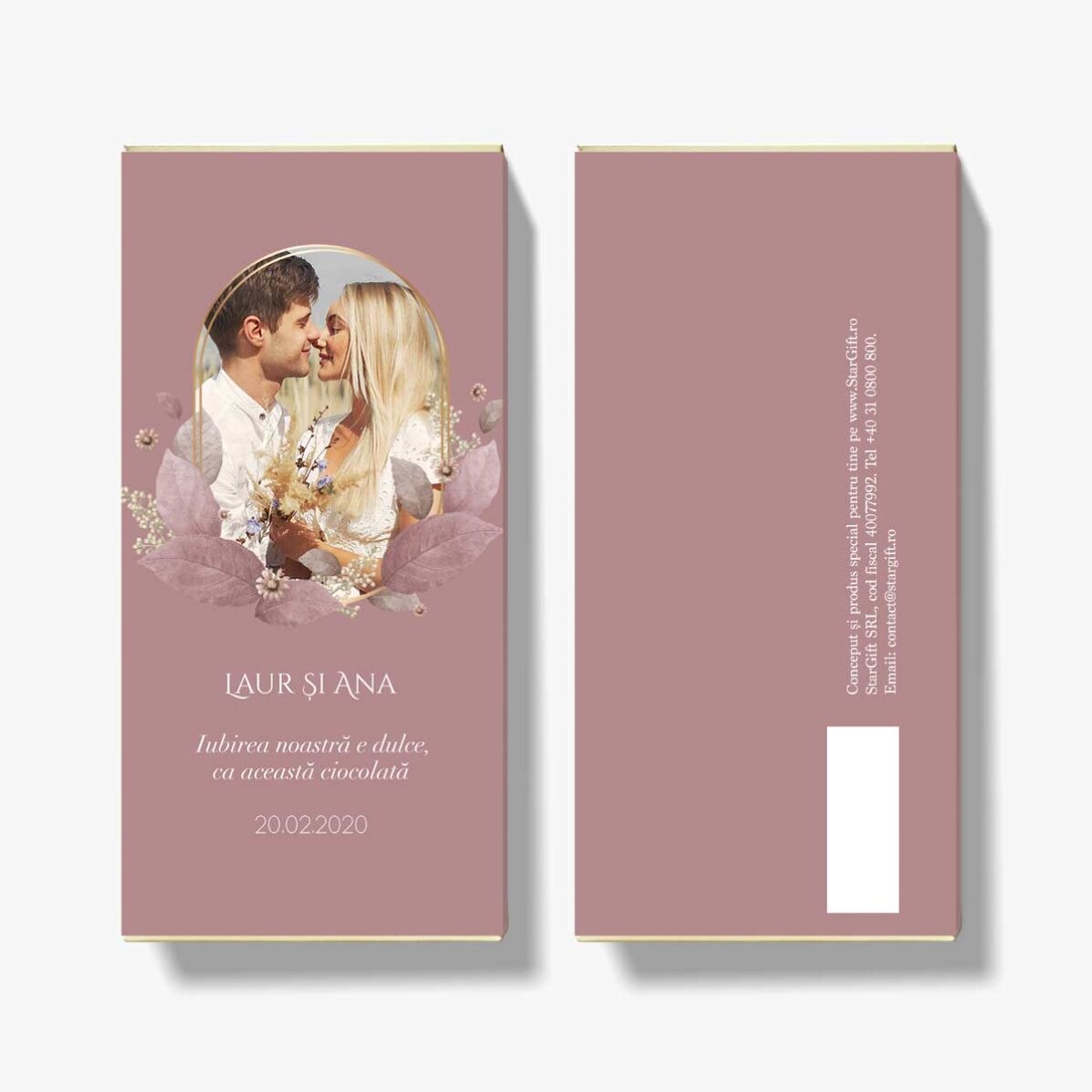 Ciocolată personalizată cu text și poză - Floral