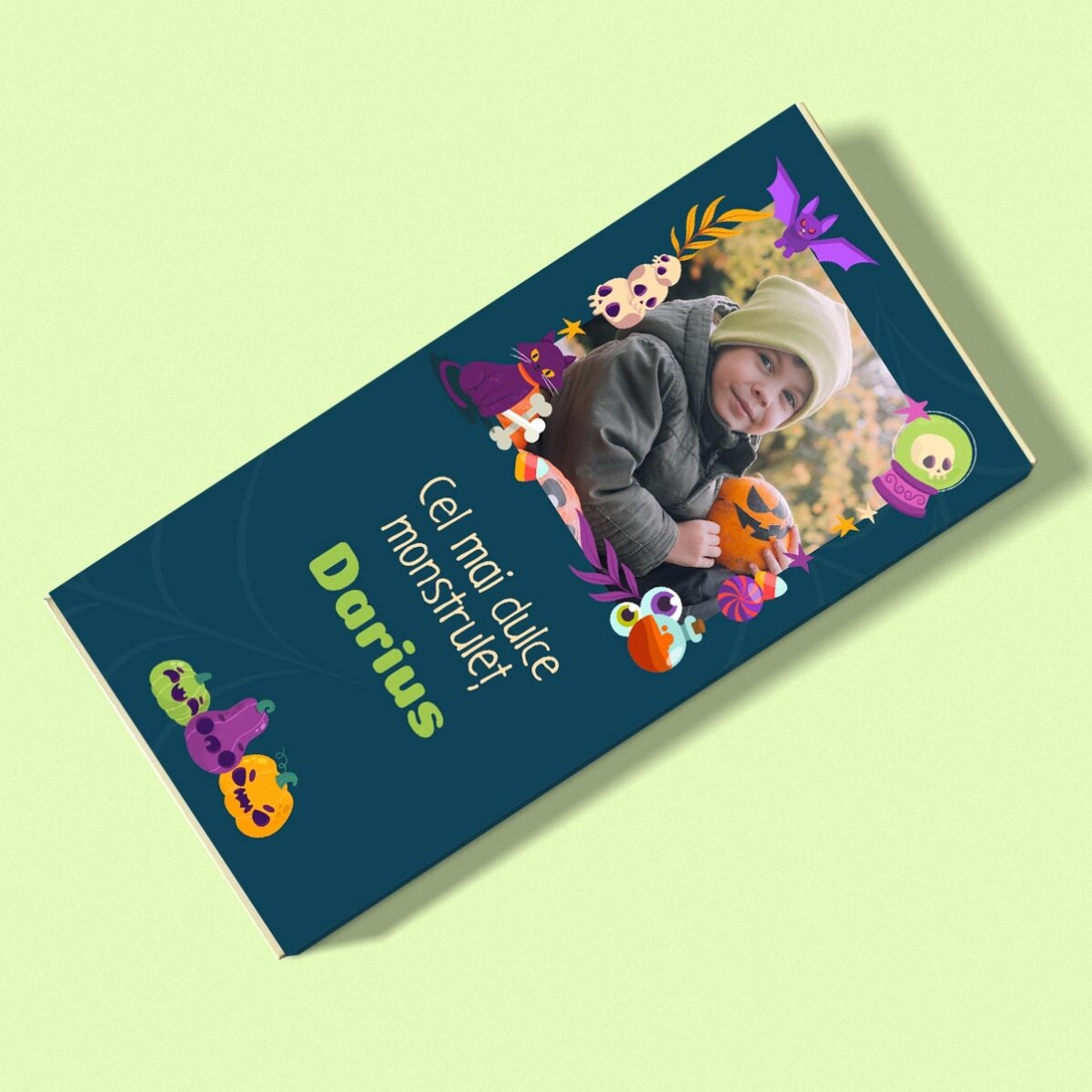 Ciocolată personalizată cu text și poză - Halloween