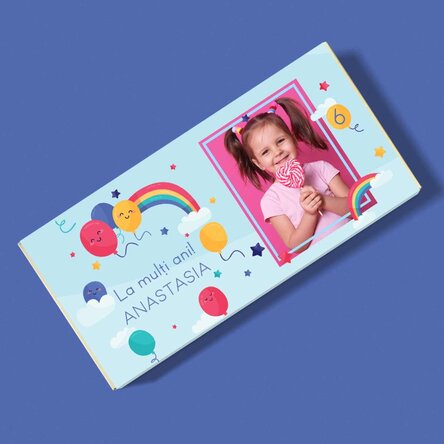 Ciocolată personalizată cu text și poză - Happy Birthday, Kids!
