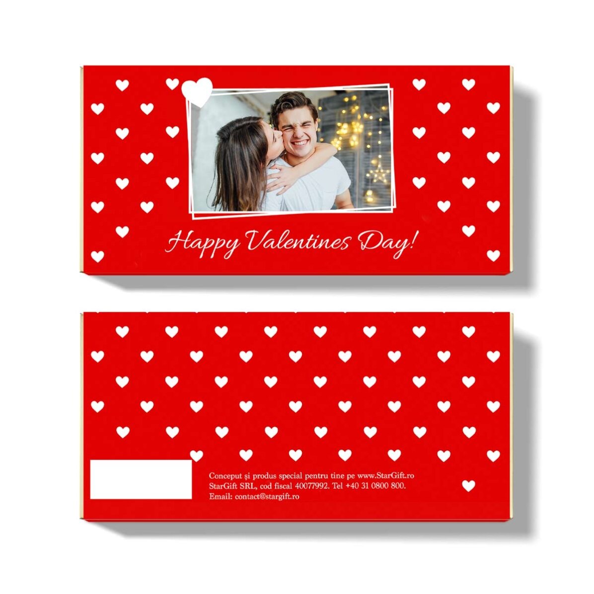 Ciocolată personalizată cu text și poză - Happy Valentine