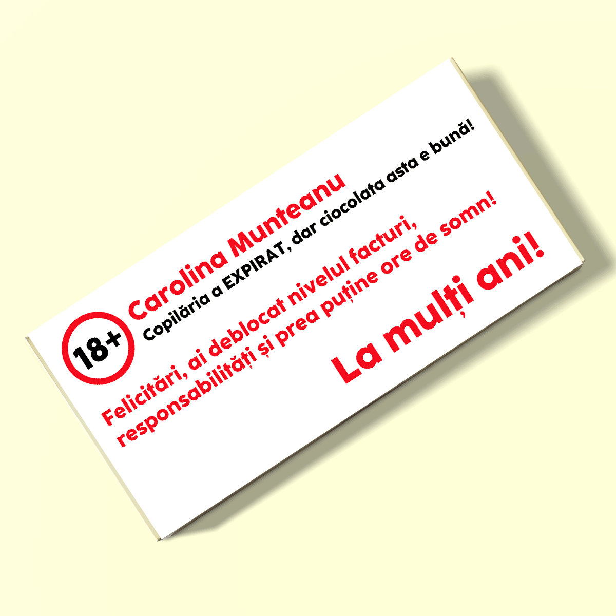 Ciocolată personalizată cu text - Urare aniversară