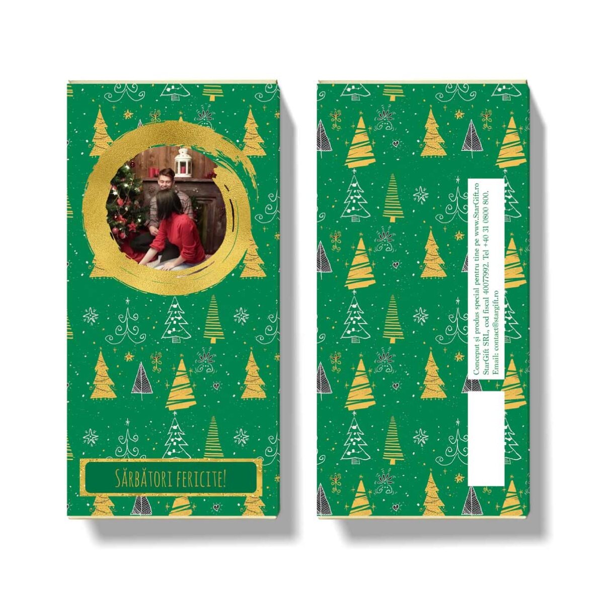 Ciocolată personalizată de Crăciun - Green Pattern