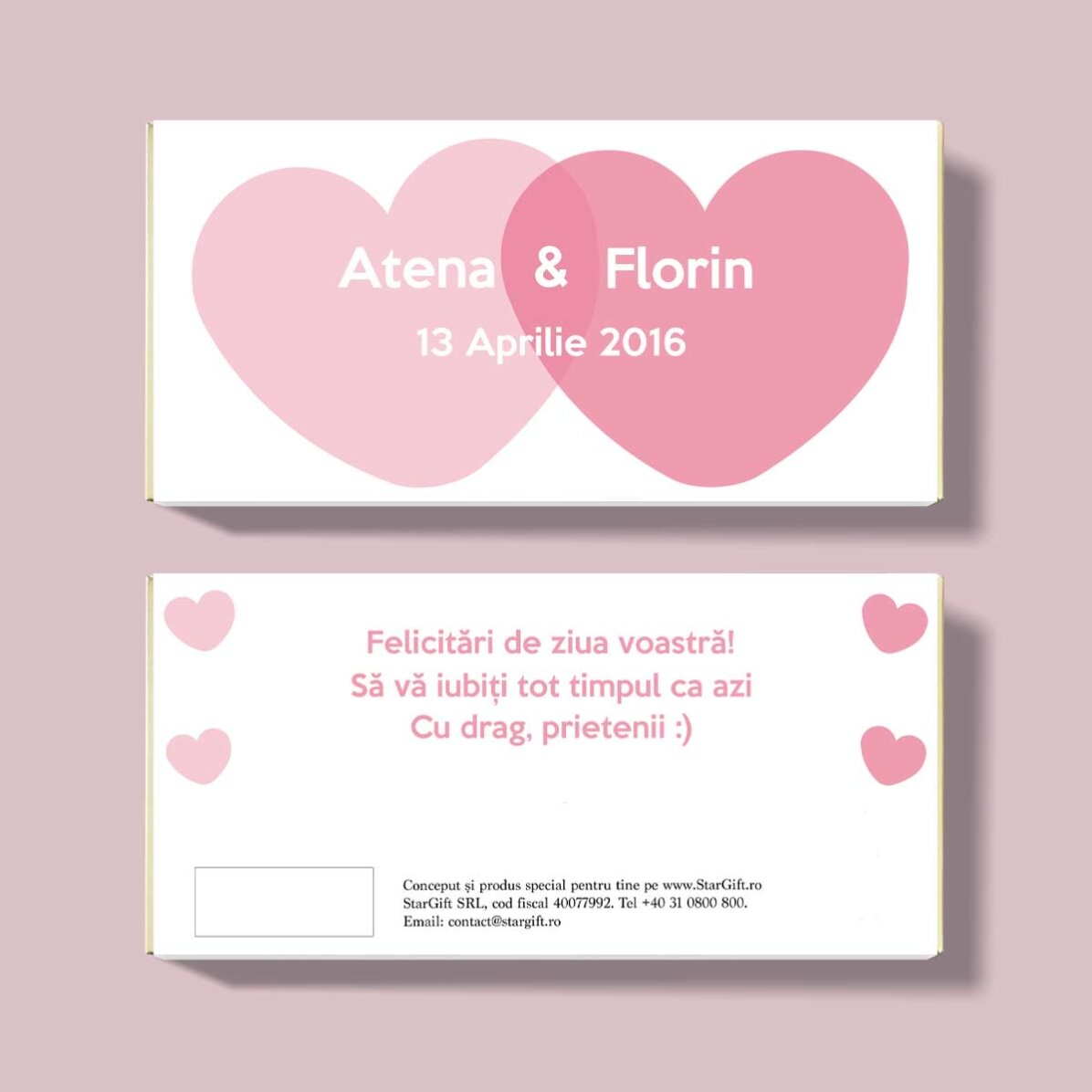 Ciocolată personalizată pentru cuplu