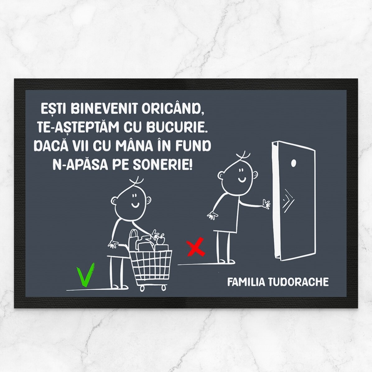 Covoraș de intrare personalizat cu mesaj amuzant x Flick