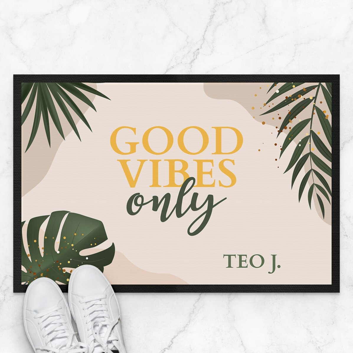 Covoraș de intrare personalizat cu text - Good vibes