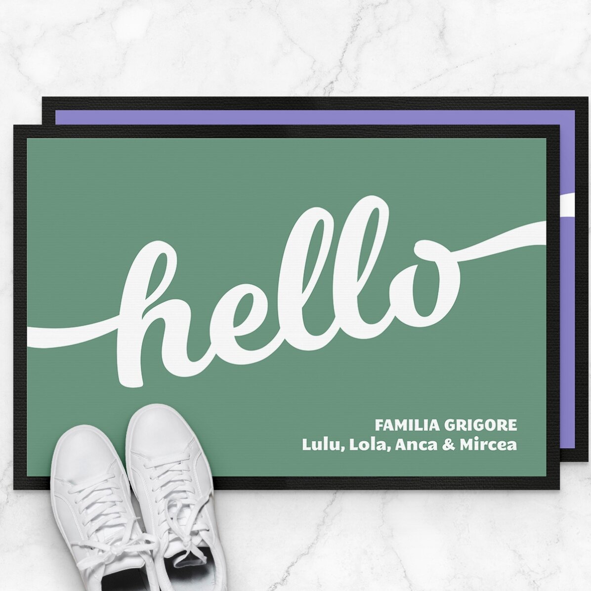 Covoraș de intrare personalizat cu text - Hello