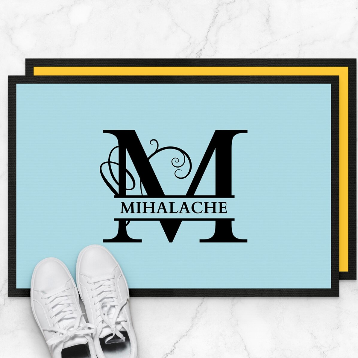 Covoraș de intrare personalizat cu text - Monogramă