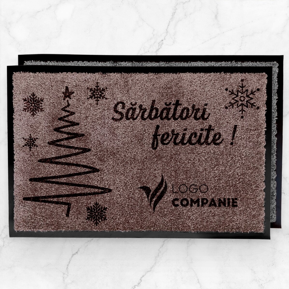 Covoraș intrare de interior personalizat cu logo - Sărbători fericite