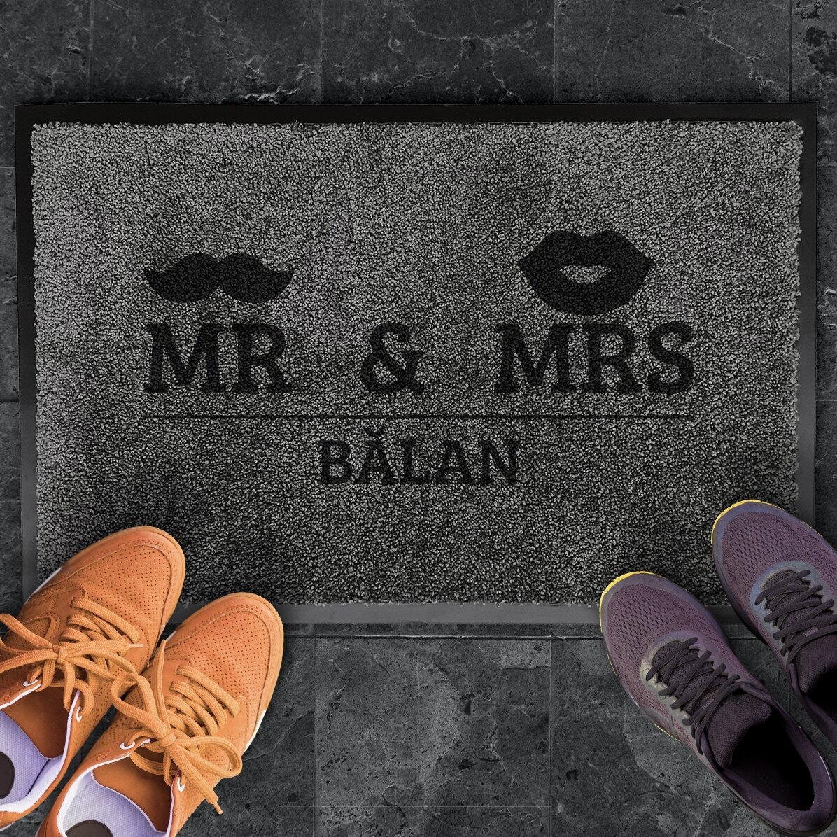 Covoraș intrare de interior personalizat - Mr & Mrs