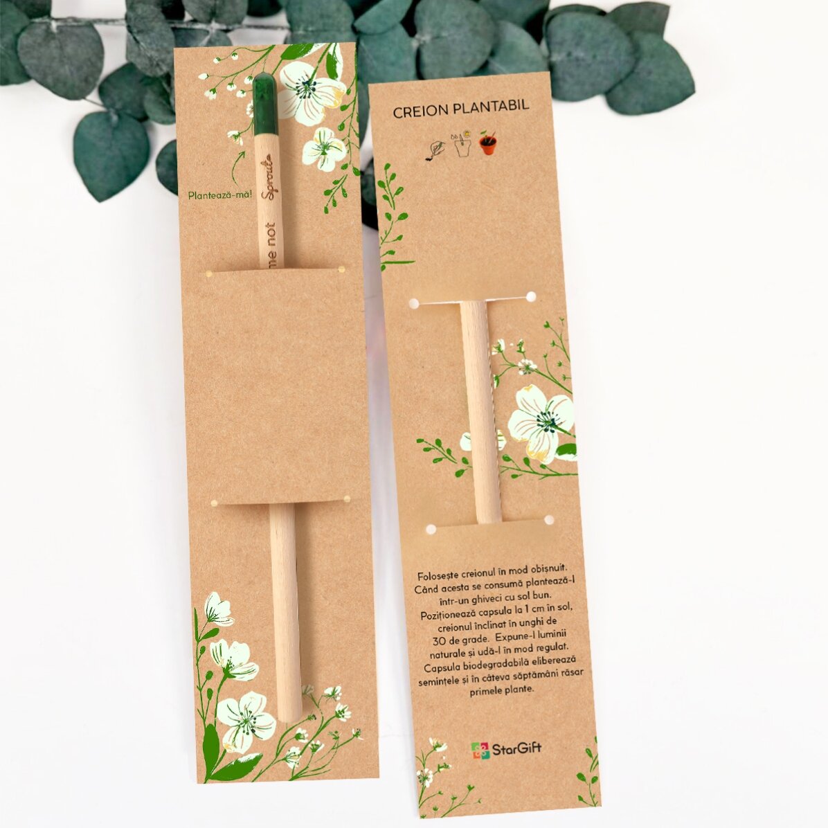 Creion plantabil personalizat cu mesaj - Mărțișor