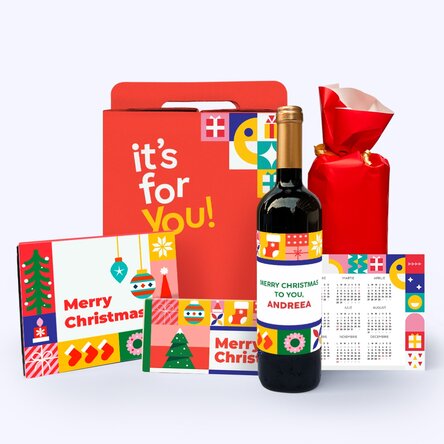 Cutie cadou - Christmas Joy cu vin personalizat cu mesaj