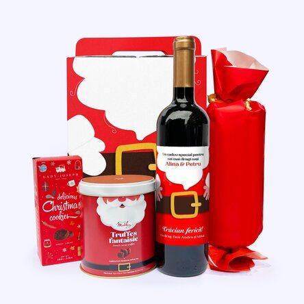 Подаръчна кутия „MAGIC SANTA“ с персонализирано вино с послание