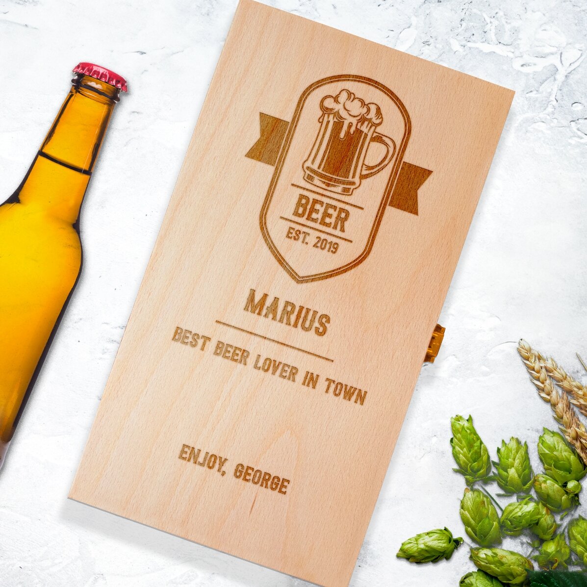 Cutie de bere personalizată pentru trei sticle - Best Beer Drinker