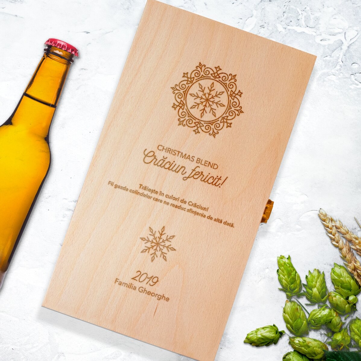 Cutie de bere personalizată pentru trei sticle - Christmas Blend