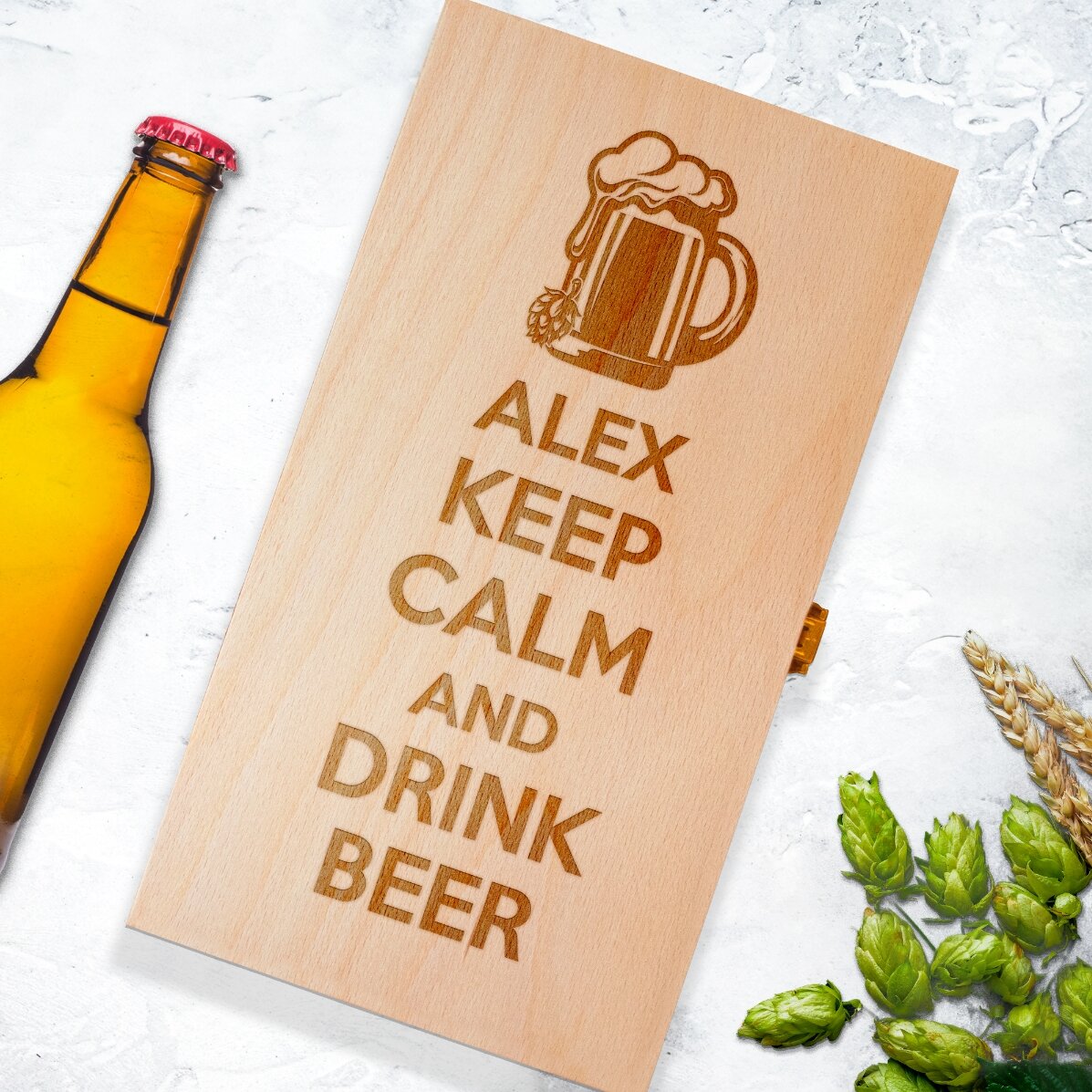 Cutie de bere personalizată pentru trei sticle - Keep Calm and Drink Beer