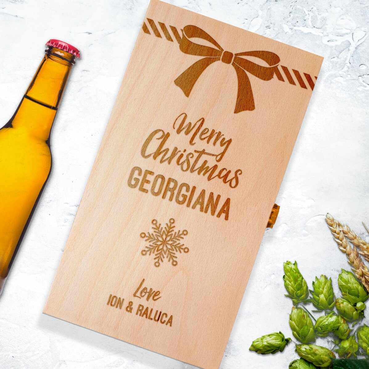 Cutie de bere personalizată pentru trei sticle - Present