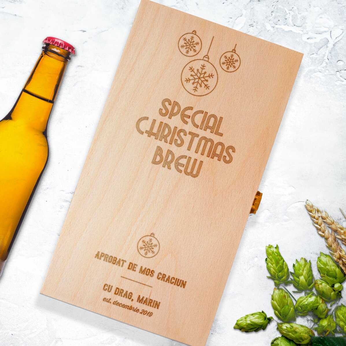 Cutie de bere personalizată pentru trei sticle - Special Christmas Brew