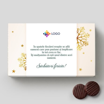 Кутия с бонбони с крем, персонализирана с лого и послание – Gold Christmas