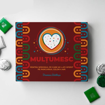 Cutie de bomboane personalizată cu mesaj  - Apreciere colorată