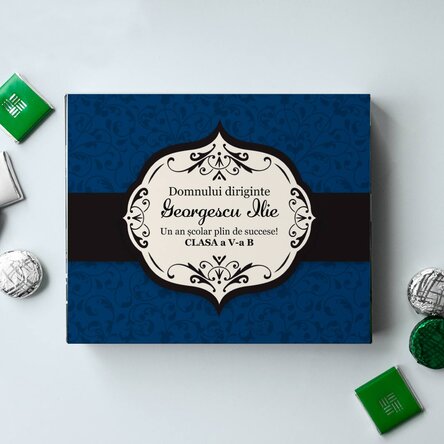 Cutie de bomboane personalizată cu mesaj pentru profesori