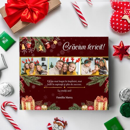 Cutie de bomboane personalizată cu o poze și text - Cadou de familie