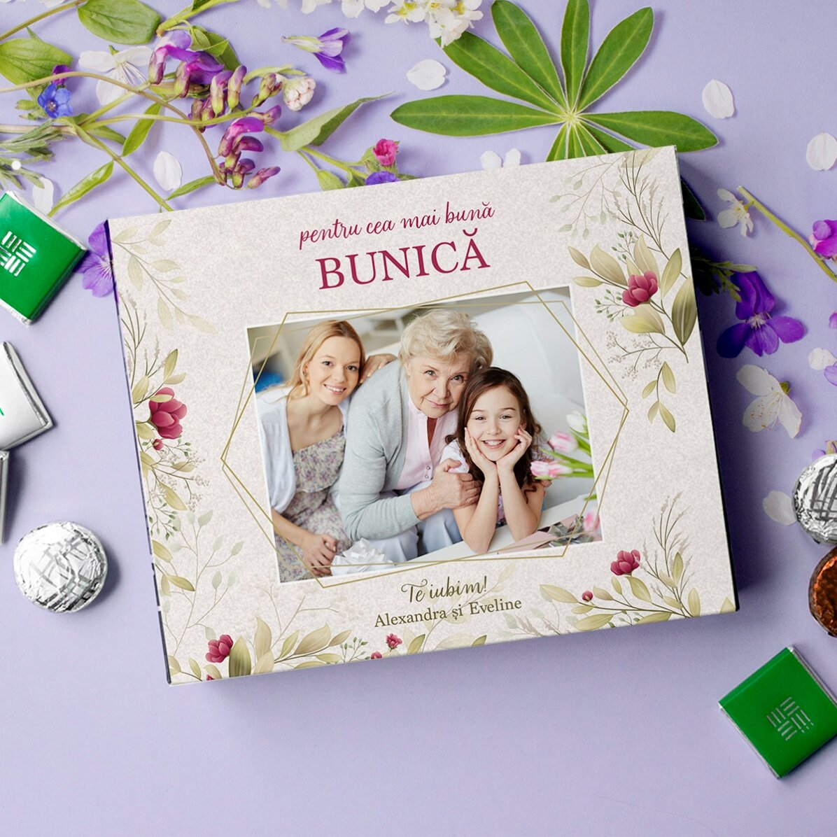 Cutie de bomboane personalizată cu poză și mesaj -  Cea mai bună 