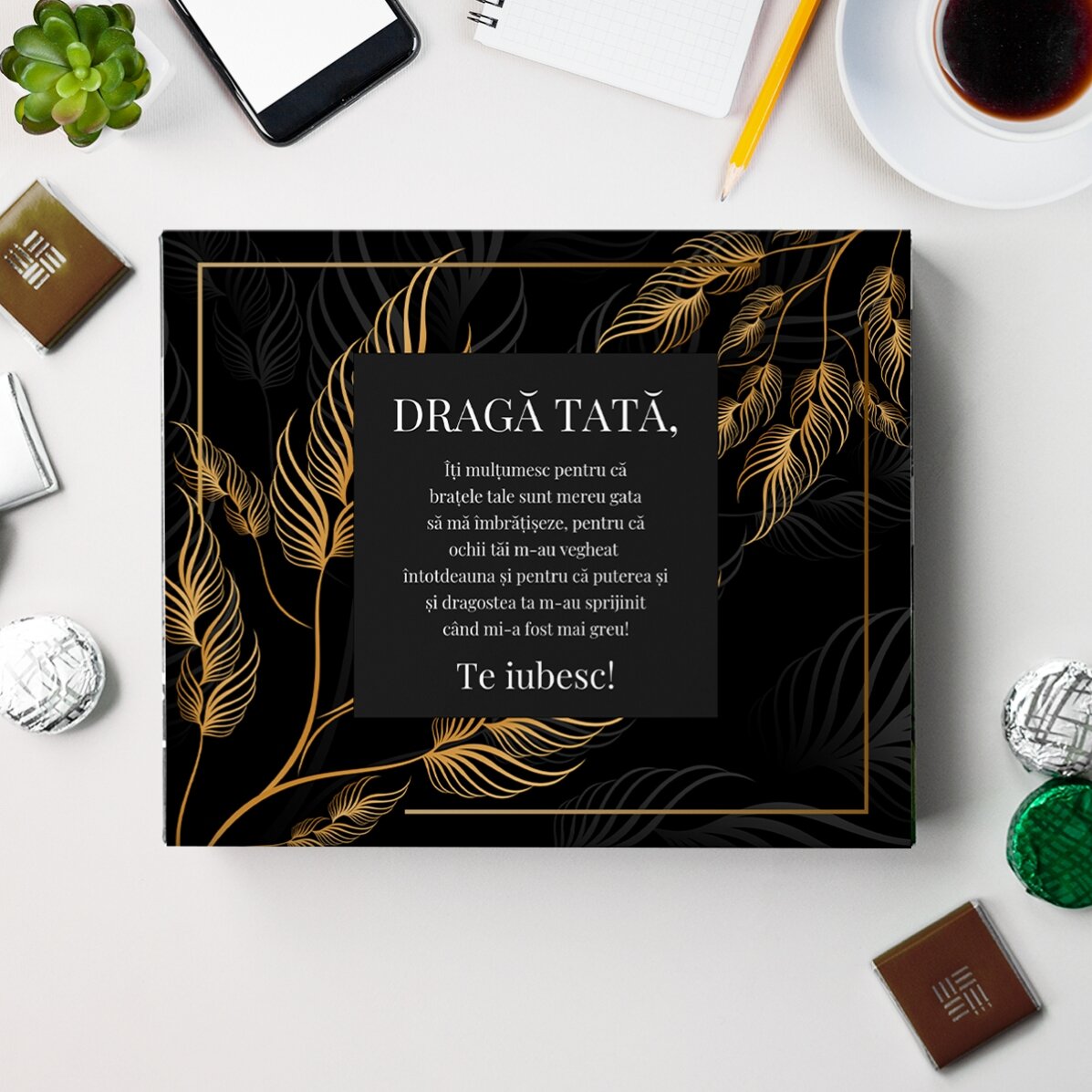 Cutie de bomboane personalizată cu text - Dragă tată