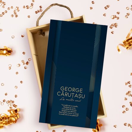 Cutie de cadou din lemn personalizată cu mesaj - Navy and gold