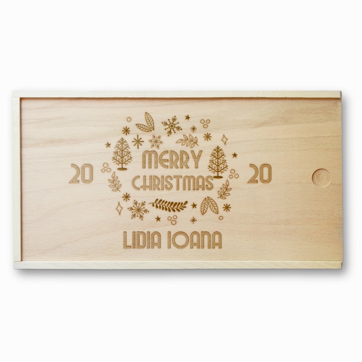 Cutie de cadou personalizată din lemn - Merry Christmas