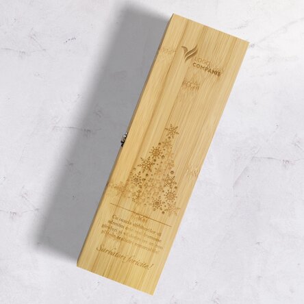 Cutie de vin cu accesorii personalizată cu logo și mesaj - Sărbători fericite!