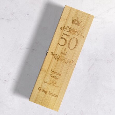 Cutie de vin din bambus cu accesorii personalizată cu mesaj - La Mulți Ani!