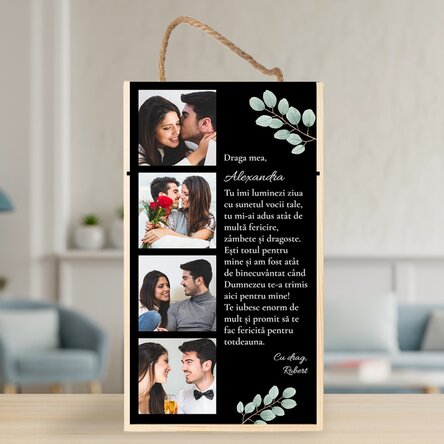 Cutie de vin pentru 2 sticle personalizată cu 4 poze și mesaj