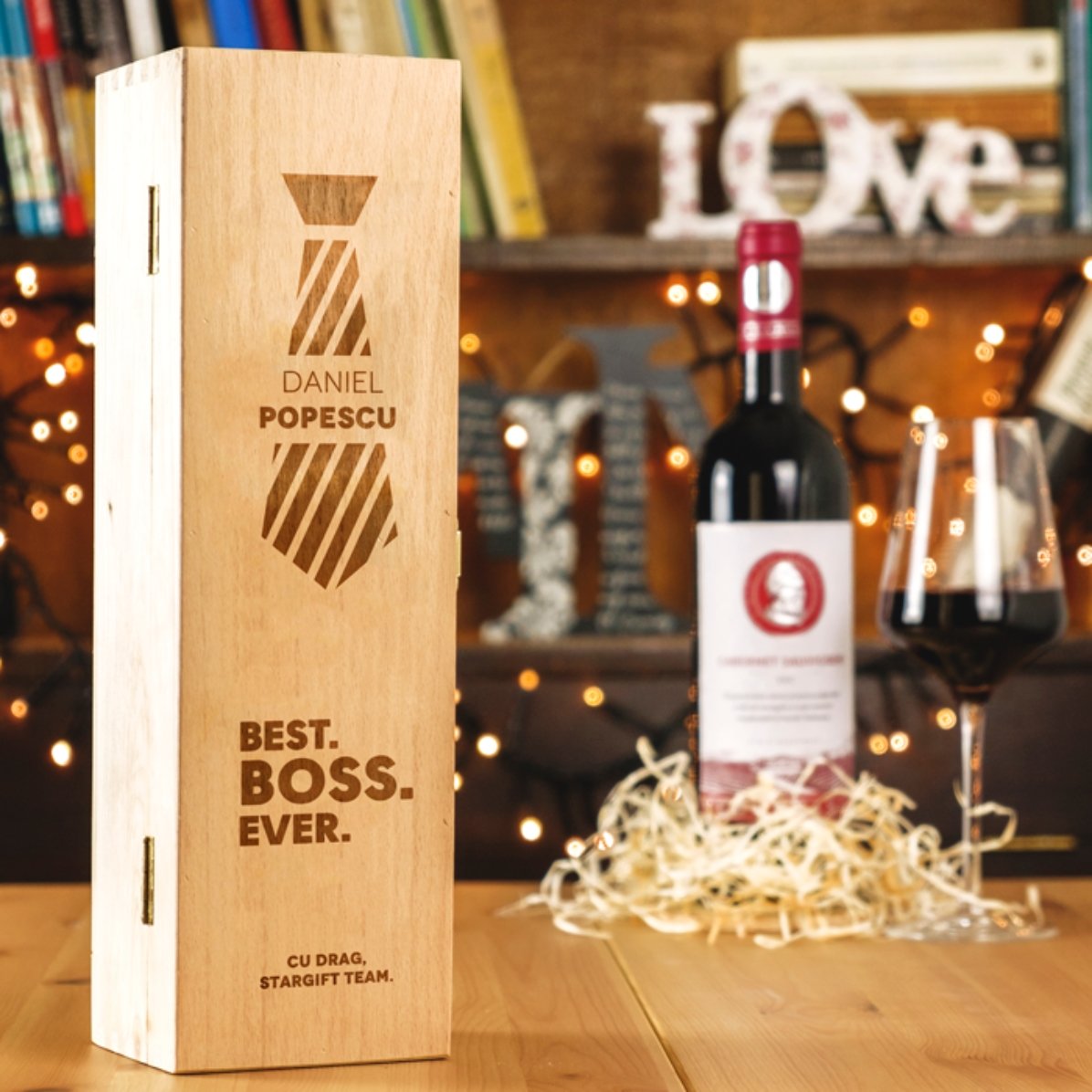 Cutie de vin personalizată - Best Boss Ever 2