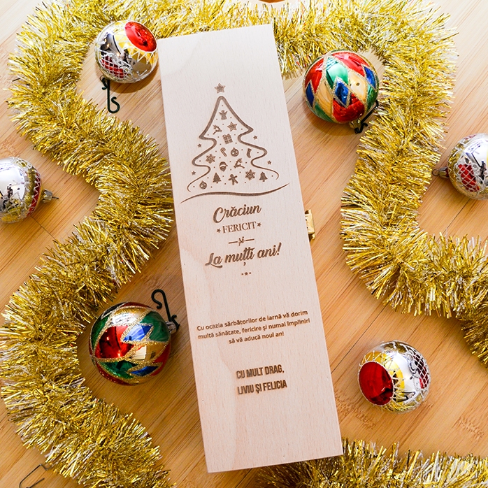 Cutie de vin personalizată - Crăciun fericit și la mulți ani!