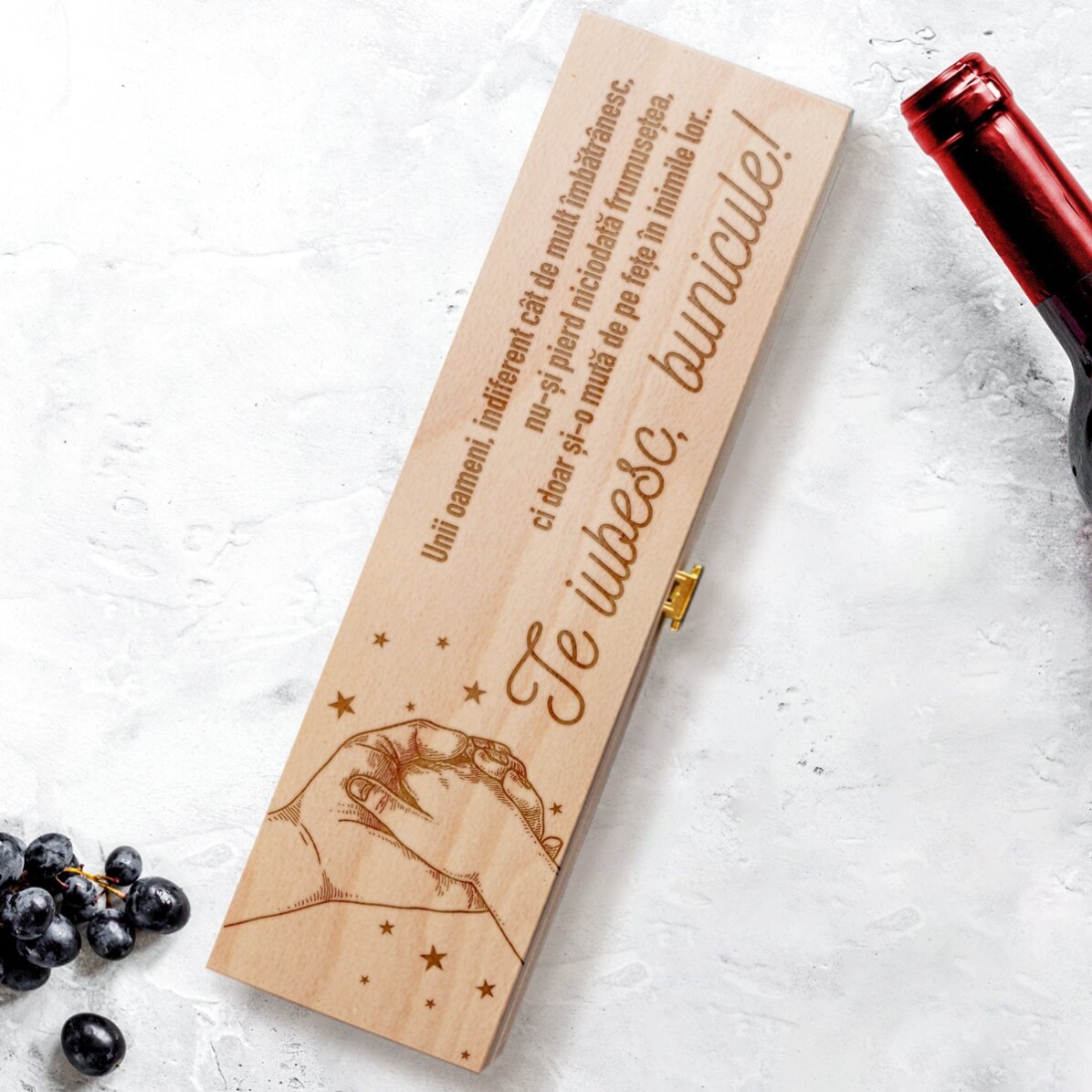 Cutie de vin personalizată cu mesaj pentru bunic - Te iubesc!