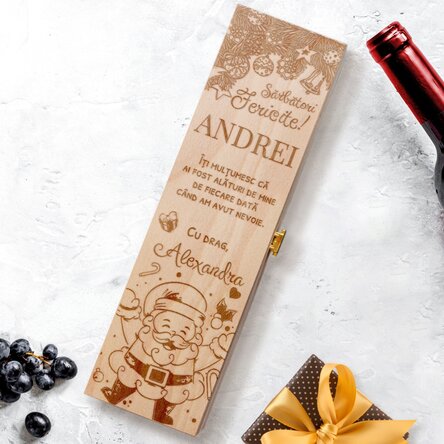 Cutie de vin personalizată cu mesaj pentru cea mai importantă persoană - Sărbători fericite