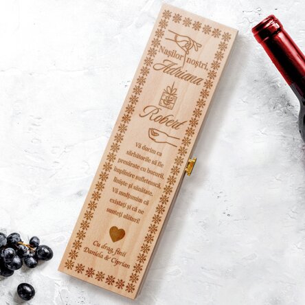 Cutie de vin personalizată cu mesaj pentru mulțumire Nași - NOU