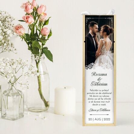 Cutie de vin personalizată cu poză și text - Aniversare căsătorie