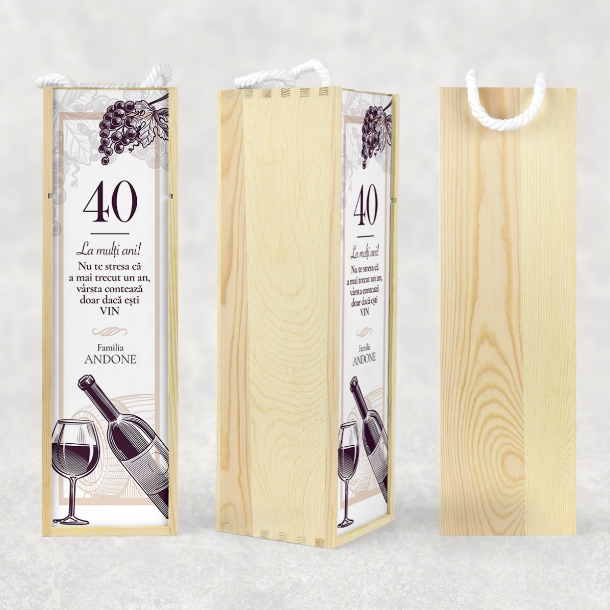 Cutie de vin personalizată cu text pentru zi de naștere - Cheers