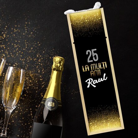 Cutie de vin personalizată cu text pentru zi de naștere - Glitter