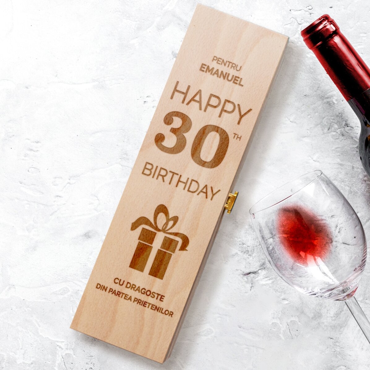 Cutie de vin personalizată - Happy Birthday Gift